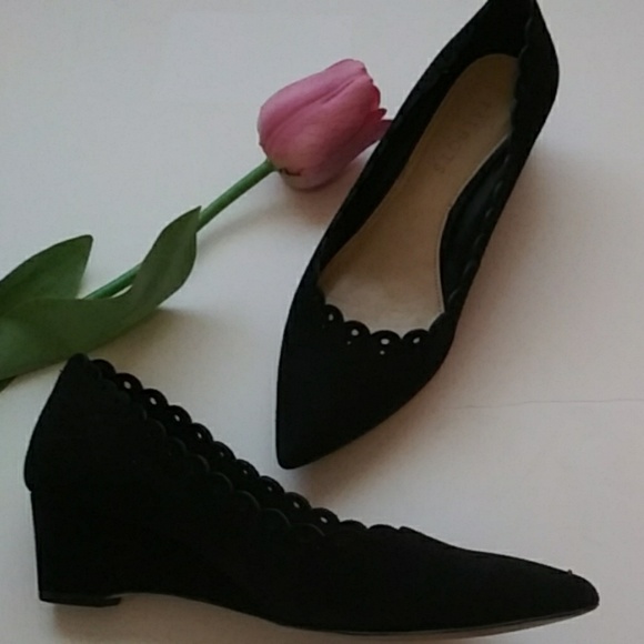 Talbots Shoes - TALBOTS Black Suede Low Wedge Heel